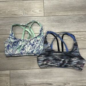 TWO Ivivva Reversible Sports Bras Blue Green Purple Size 14 Girl’s Lululemon